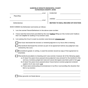 Motion to Seal Eviction